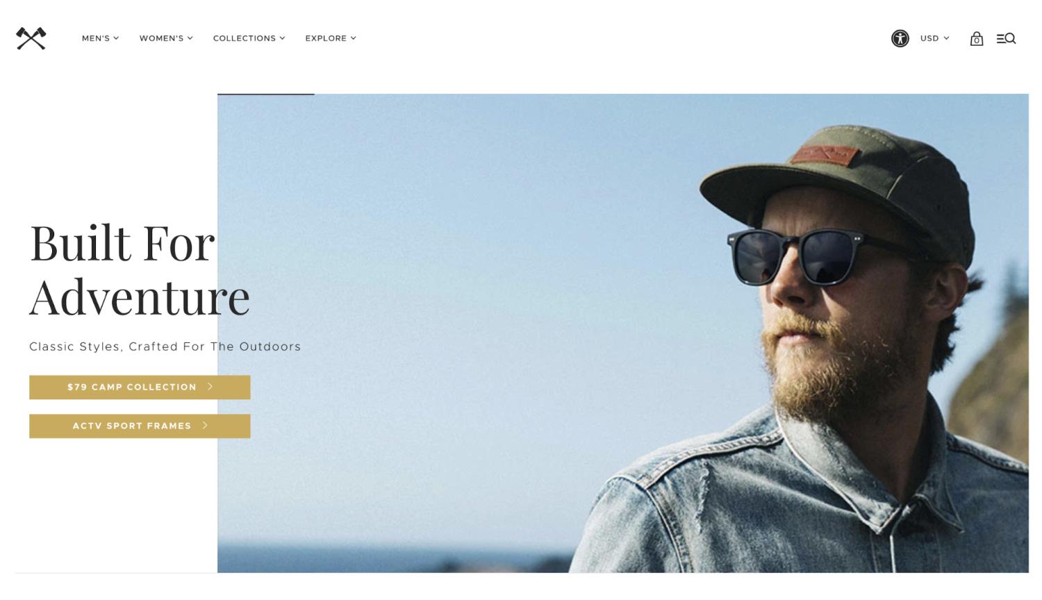 Small Business Website Example: Shwood Eyewear