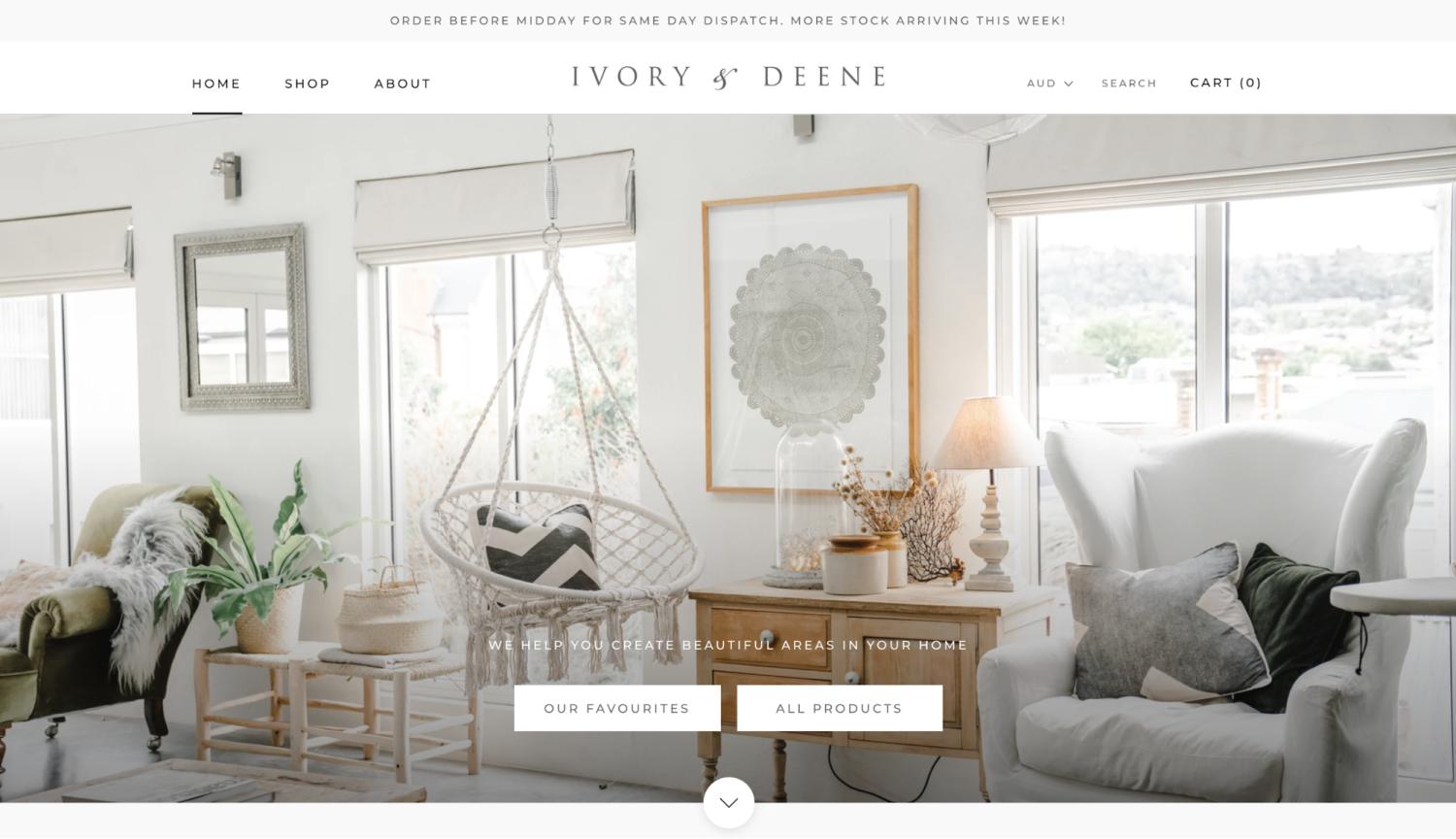 Small Business Website Example: Ivory & Deene